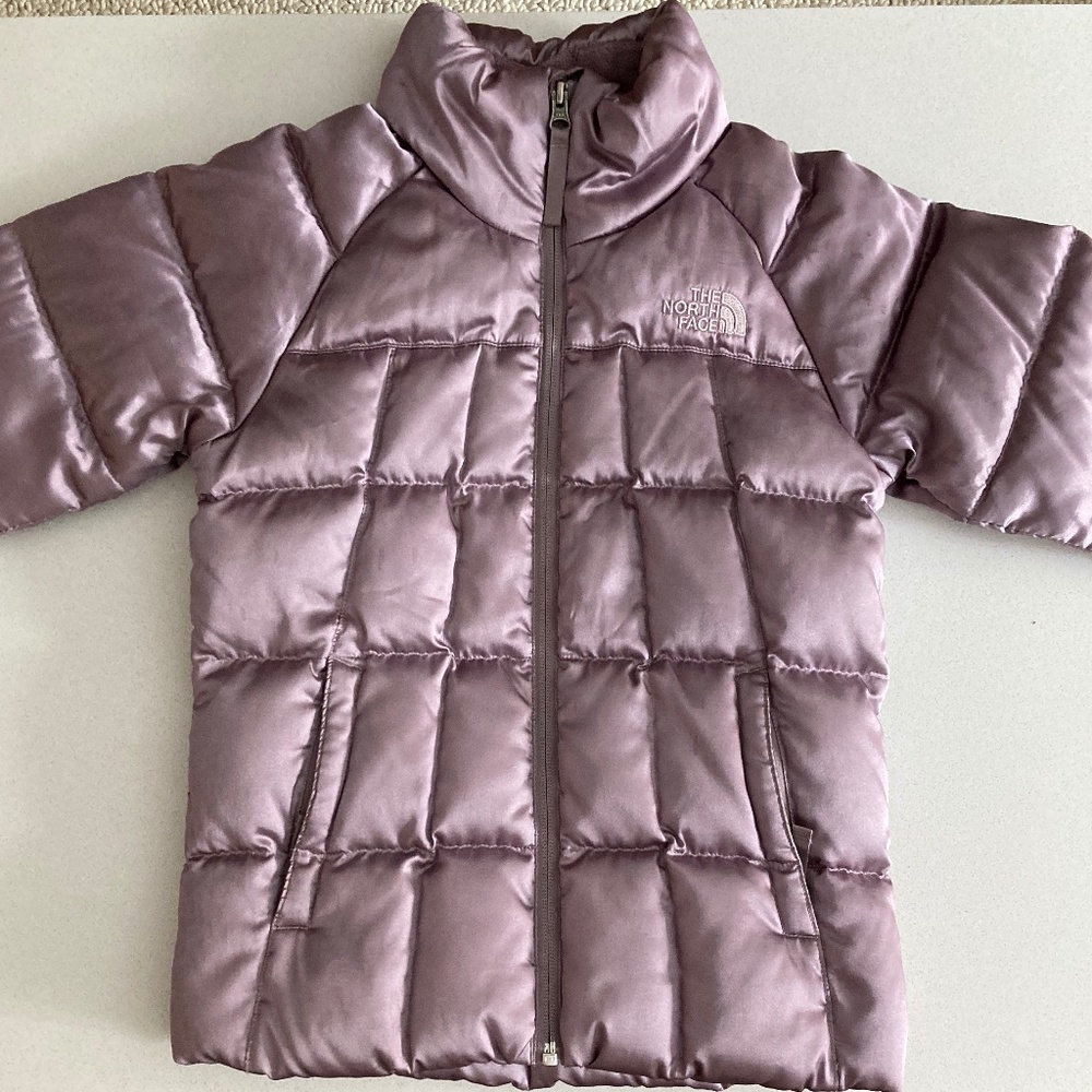 Metallic Mauve Color North Face Winter Puffer Coat